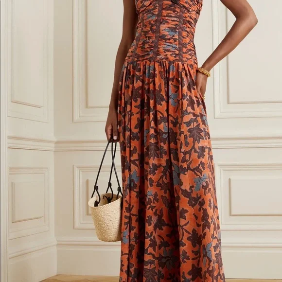 Anya open-back ruched floral-print silk-crepe maxi dress - Picture 2 of 12